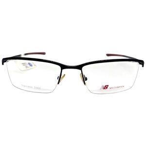 New Balance NB506 Stainless Steel Semi-Rimless Eyeglass Frame Black & Red